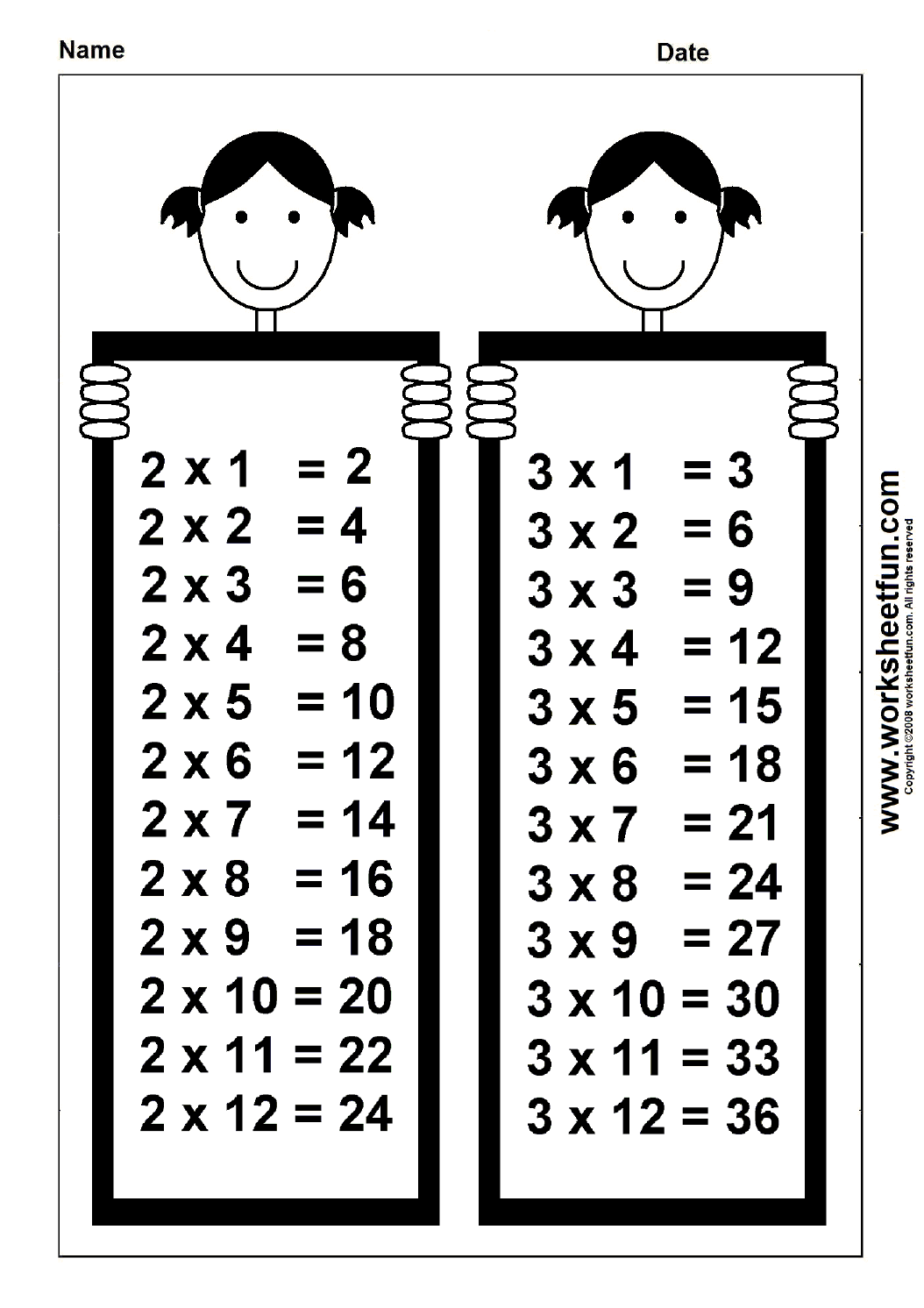 Times Table Chart – 2 &amp;amp; 3 | Free Printable Worksheets, Times