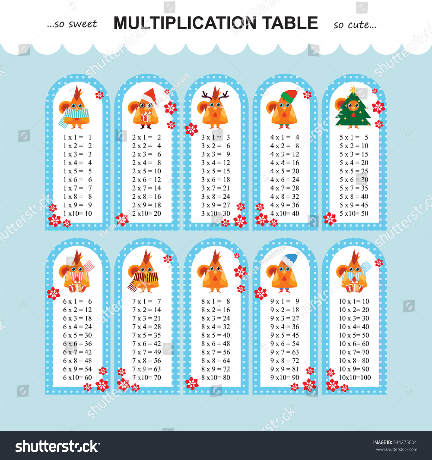 Vector Multiplication Table Printable Bookmarks Stickers