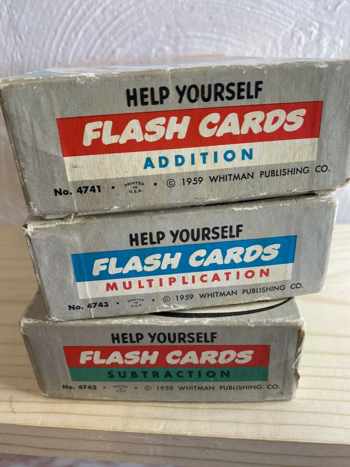 Vtg 1959 Whitman Help Yourself Math Flash Cards Lot Of 3