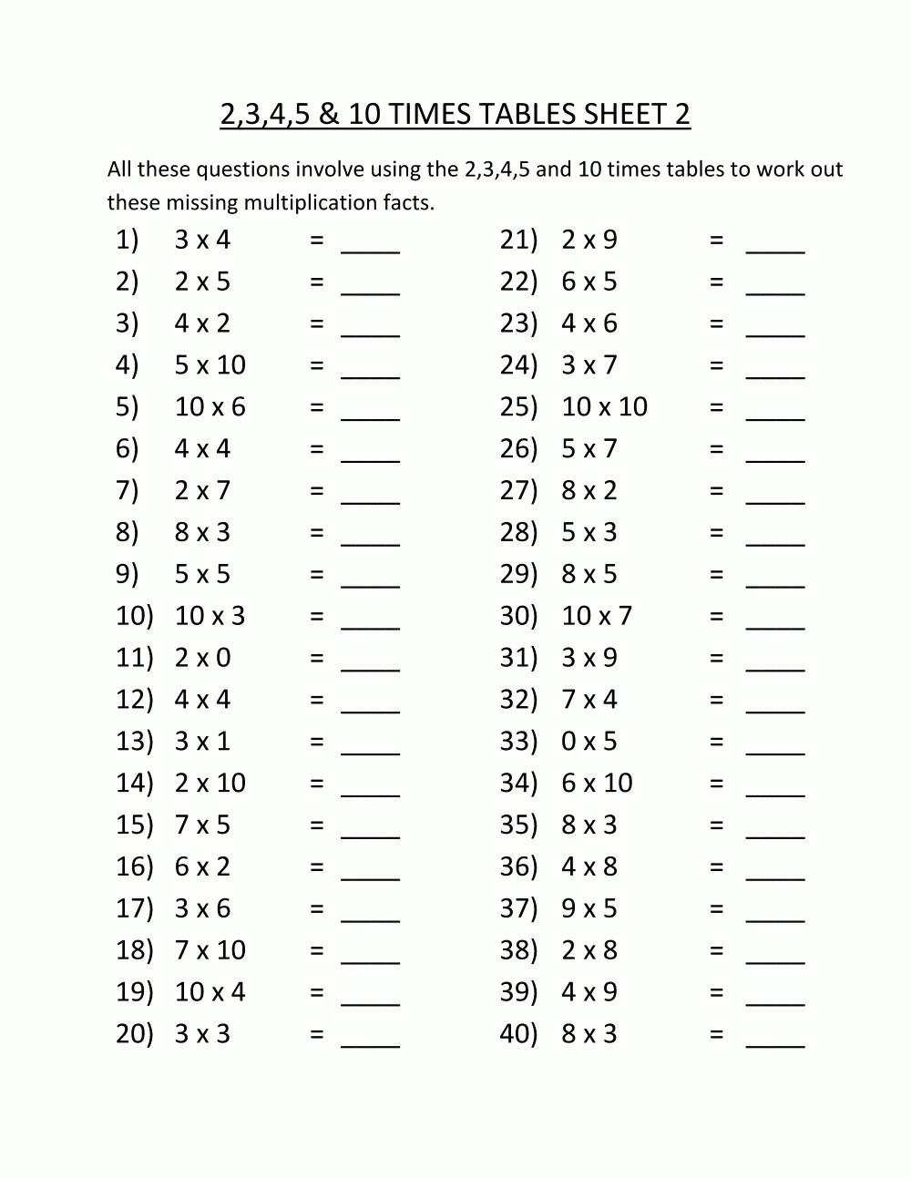 Worksheet ~ 3Rd Gradeksheets Printable Multiplication Times