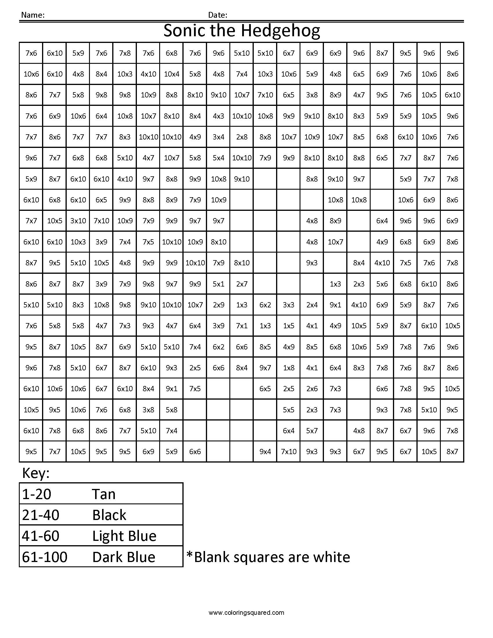 Worksheet ~ Colournumbers Multiplication Worksheetree