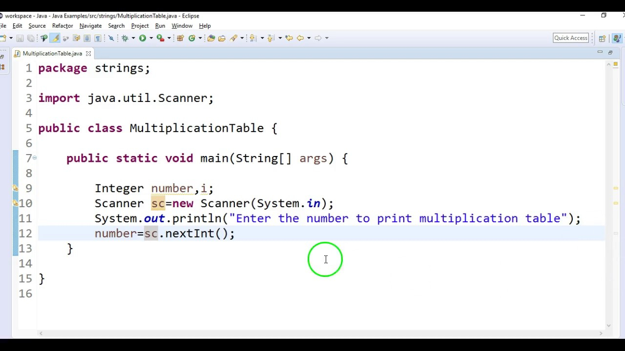 Write A Java Program To Print Multiplication Table In Java?