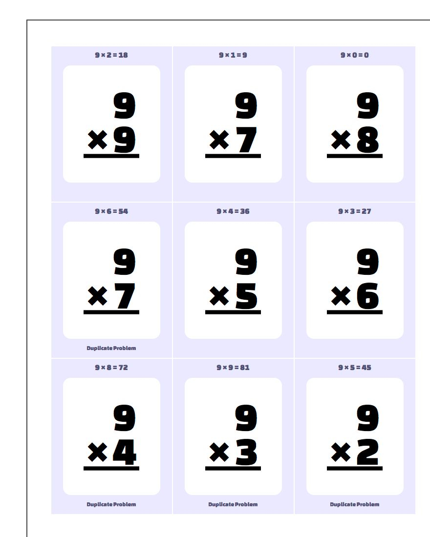 16 Educative Multiplication Flash Cards | Kittybabylove