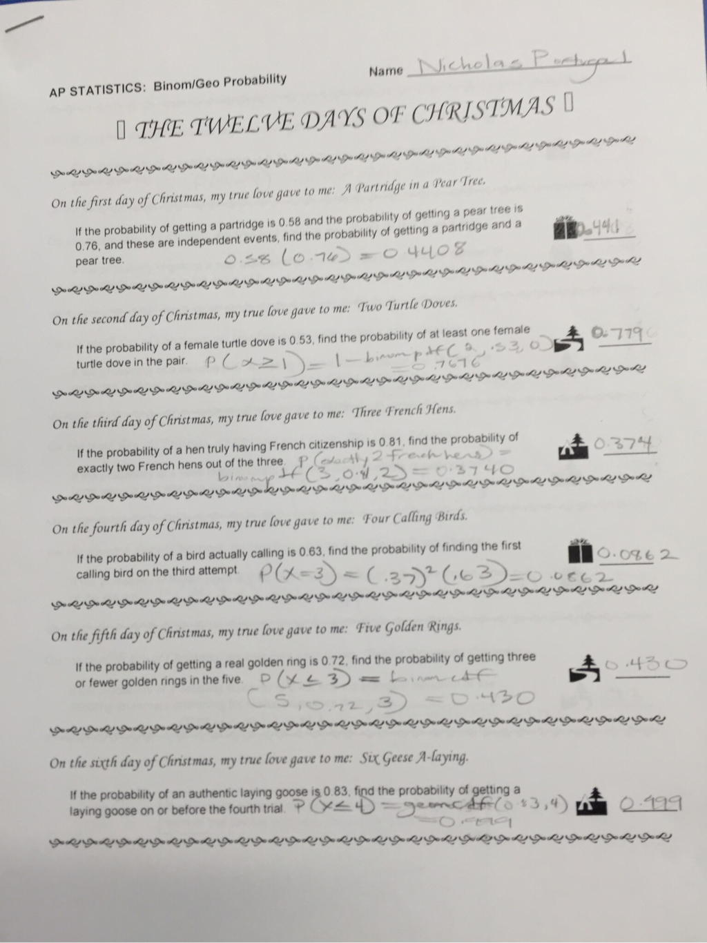 Ap Statistics - Nicholas Portugal