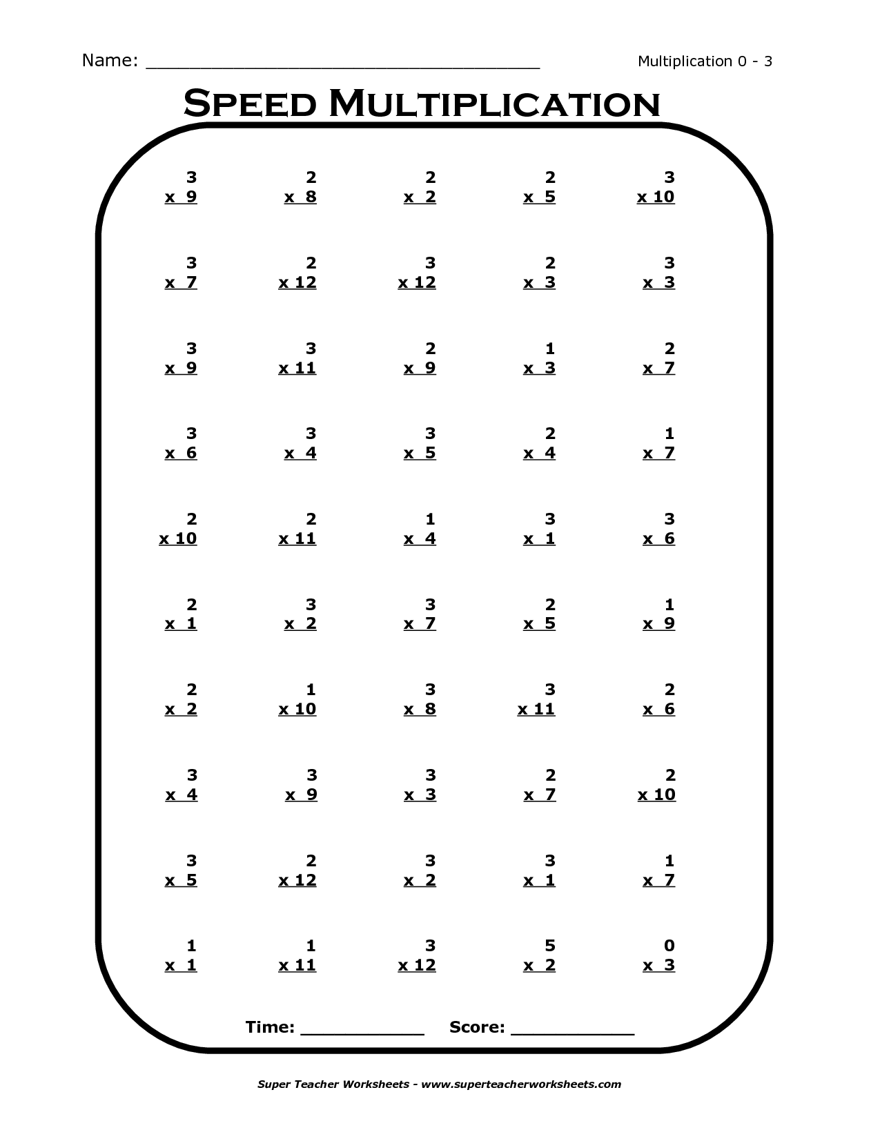 Basic Multiplication Table Worksheets | Super Teacher