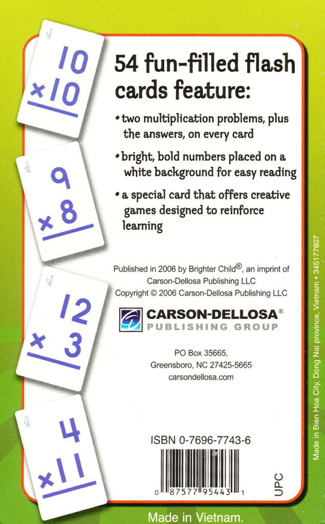 Carson Dellosa Spectrum Flash Cards Multiplication Flash Carson Dellosa Spectrum Flash Cards Multiplication Flash