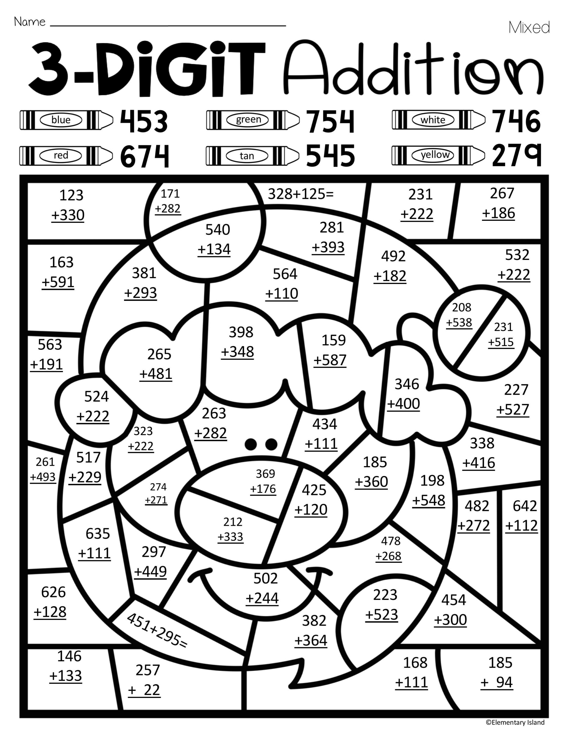 Christmas Colornumber Addition | Christmas 3 Digit