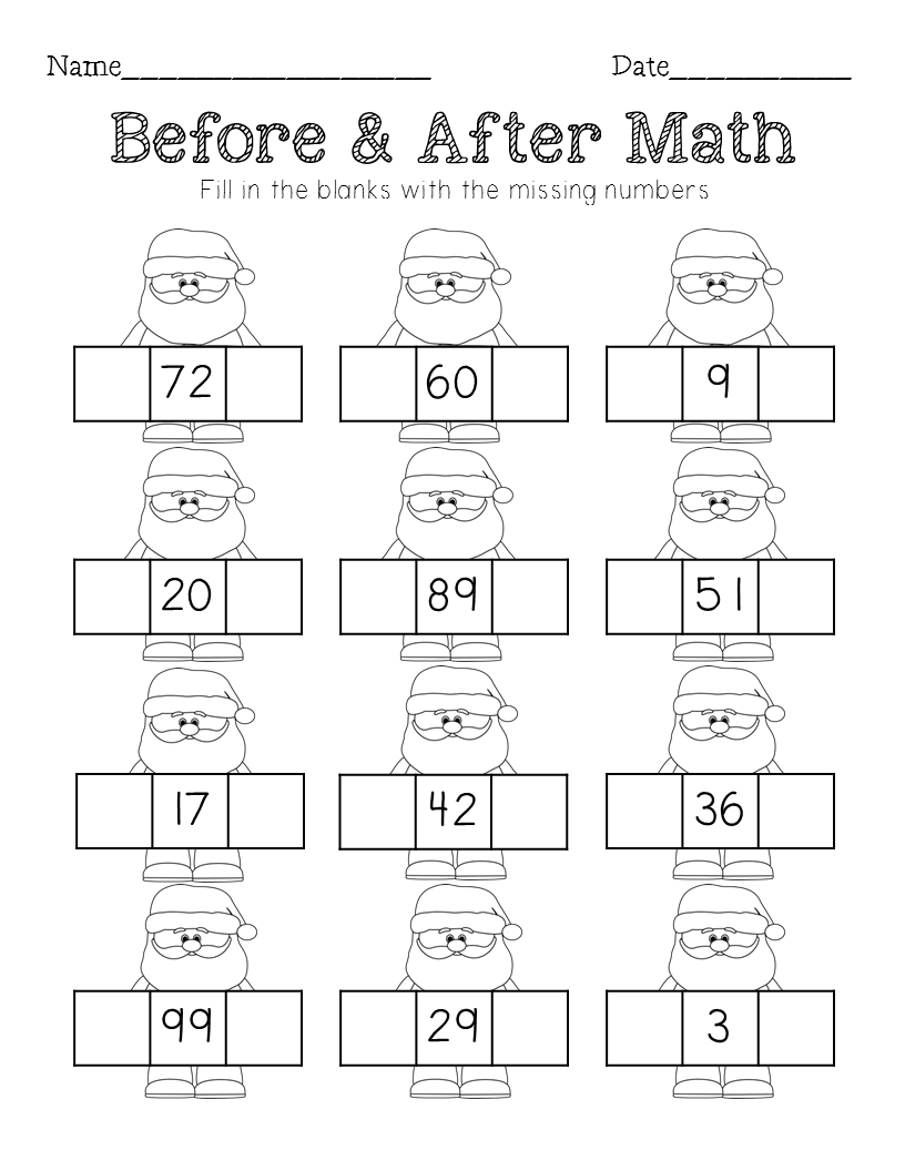 Christmas Math - Sequencing, Missing Number, Counting On