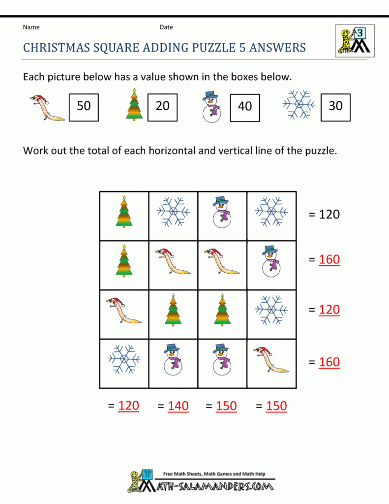 Christmas Math Worksheets Christmas Math Worksheets