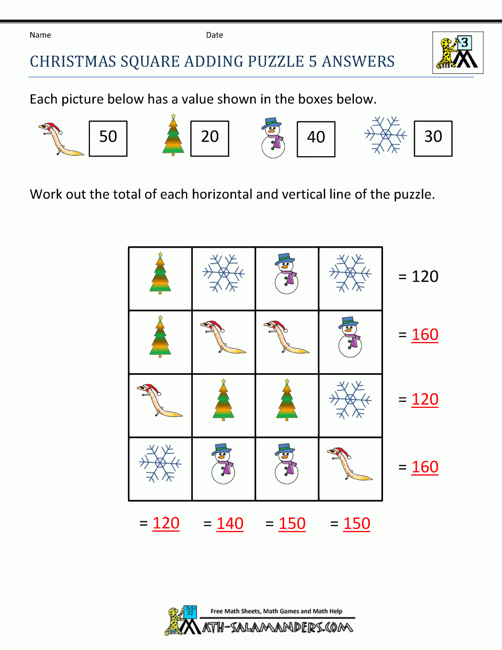 Christmas Math Worksheets