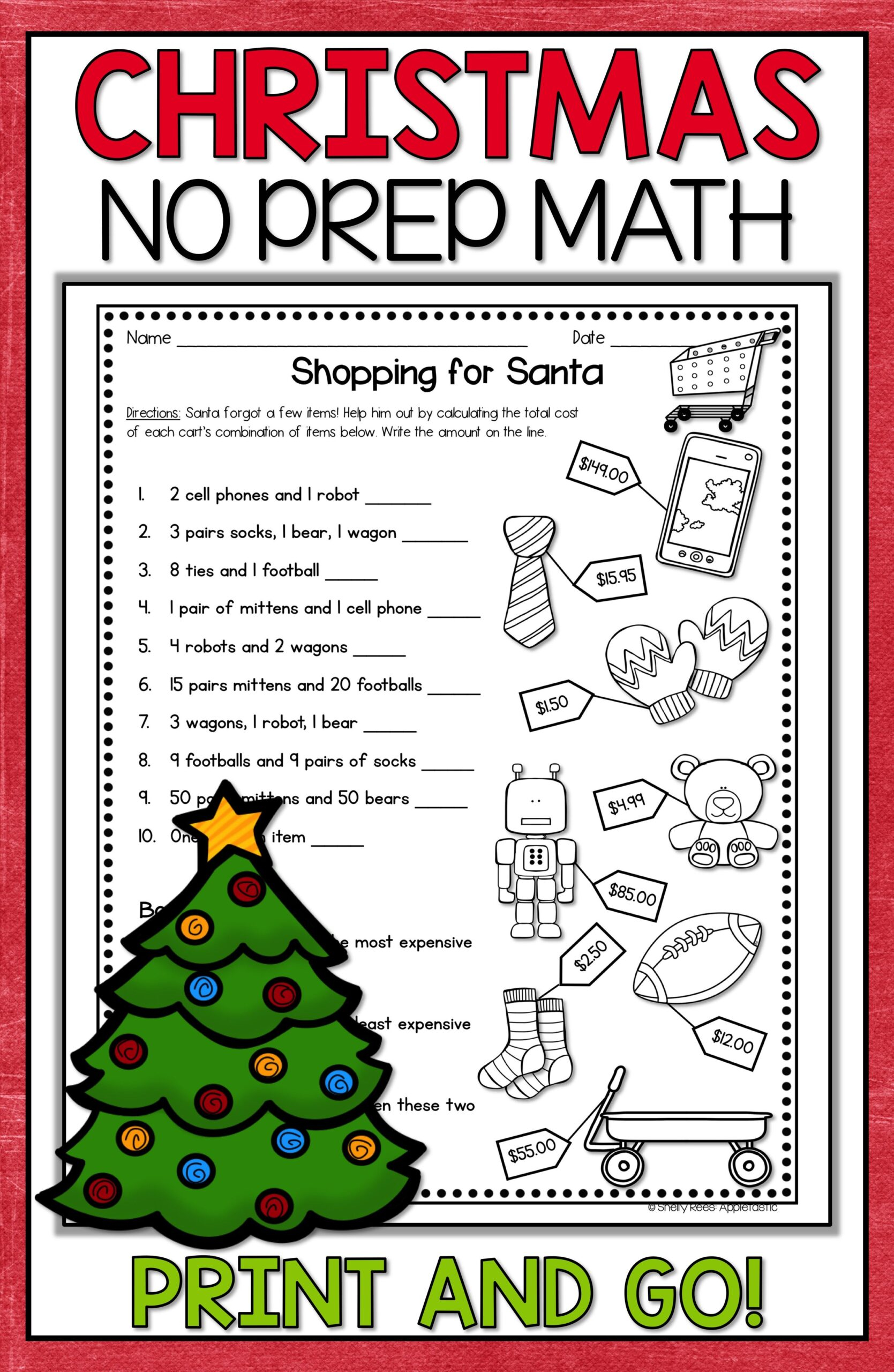 Christmas Math Worksheets For Fifth Grade Reading