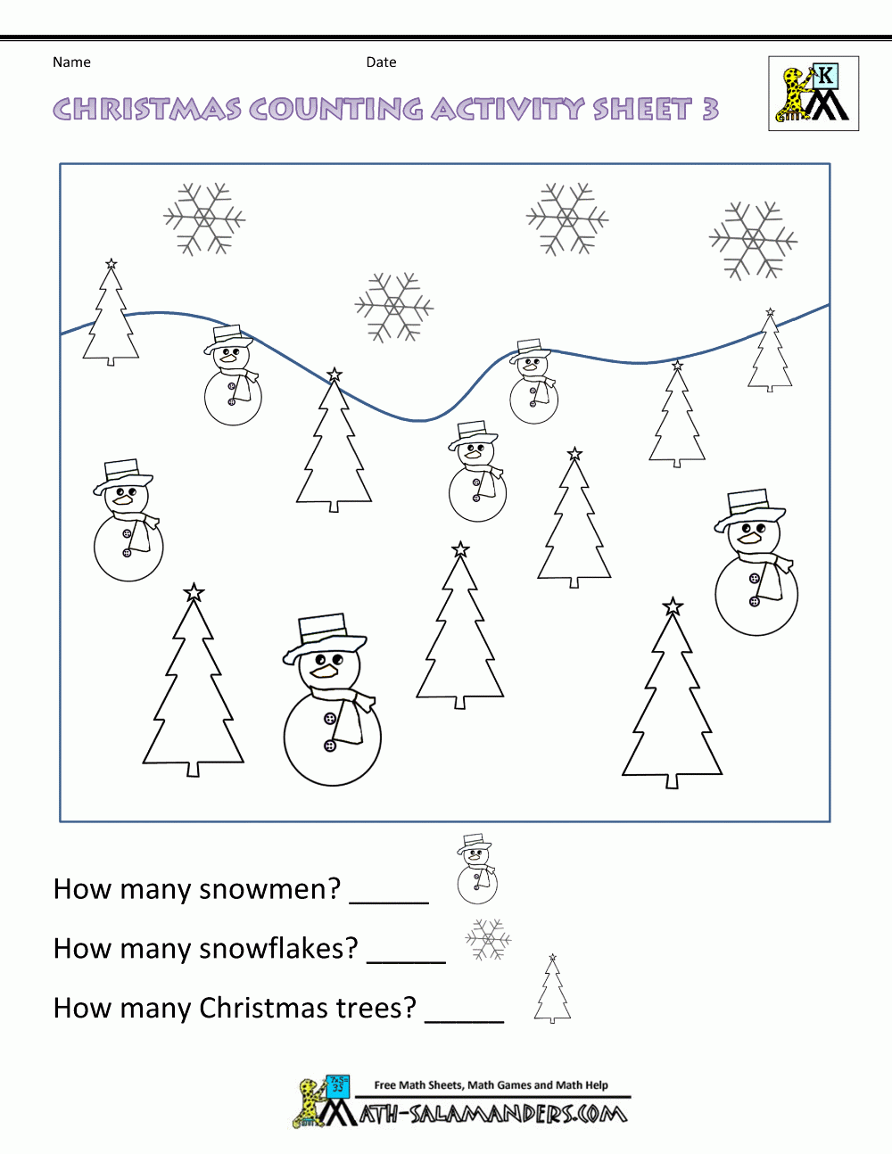 Christmas Math Worksheets For Kindergarten