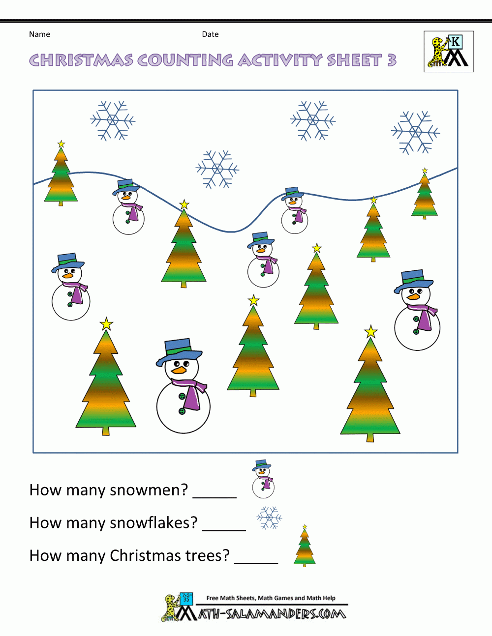 Christmas Math Worksheets For Kindergarten