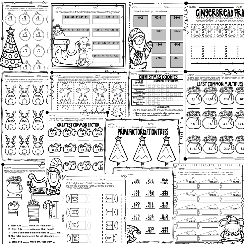 Christmas Math Worksheets Grades 3-5 - Teaching Tidbits And More