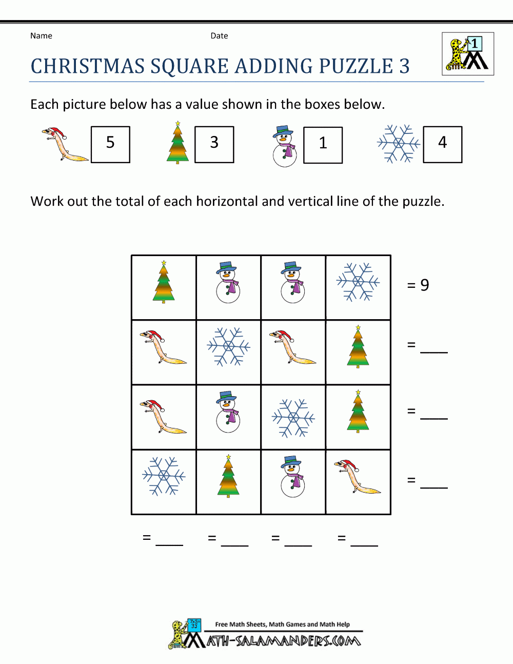 Christmas Maths Worksheets