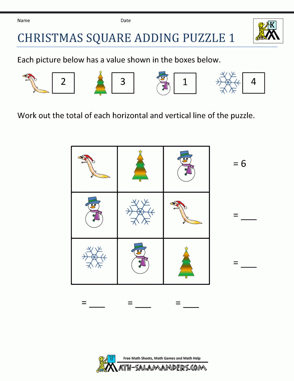 Christmas Maths Worksheets