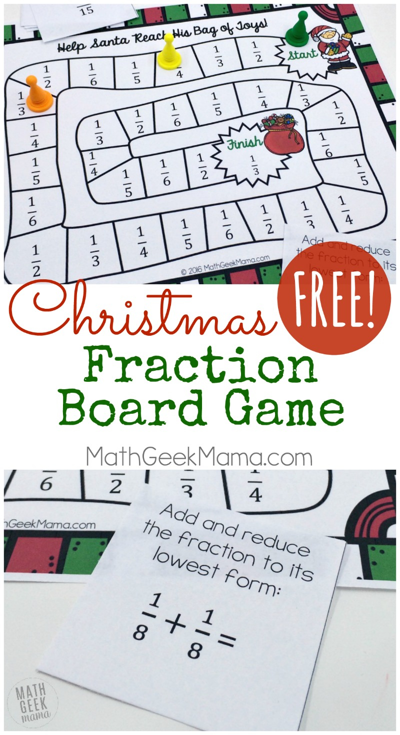 Christmas Themed Printable Fraction Game {Free}