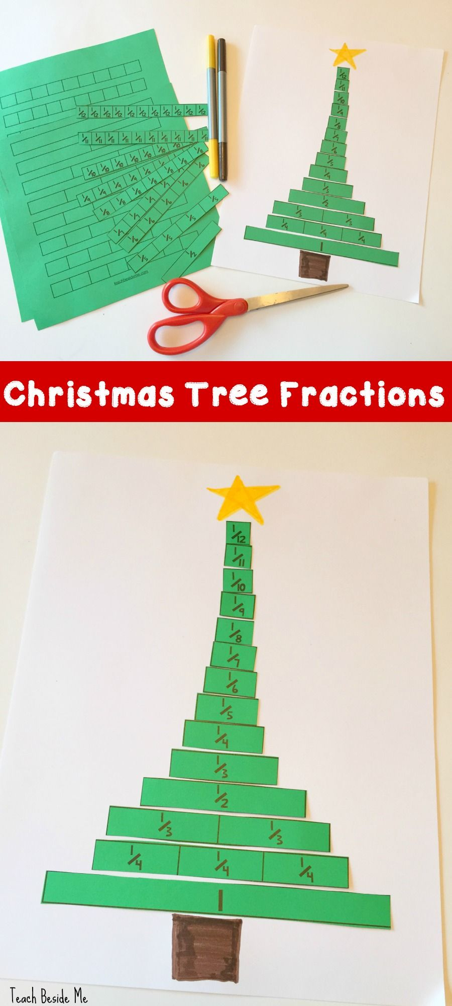 Christmas Tree Fractions Printable Activity | Christmas Math
