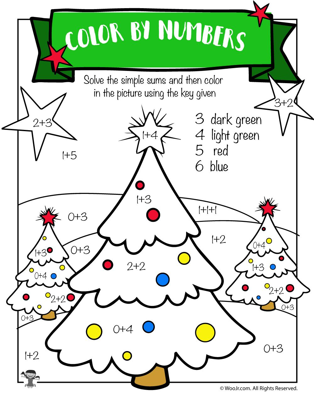 Christmas Tree Math Addition Worksheet | Woo! Jr. Kids