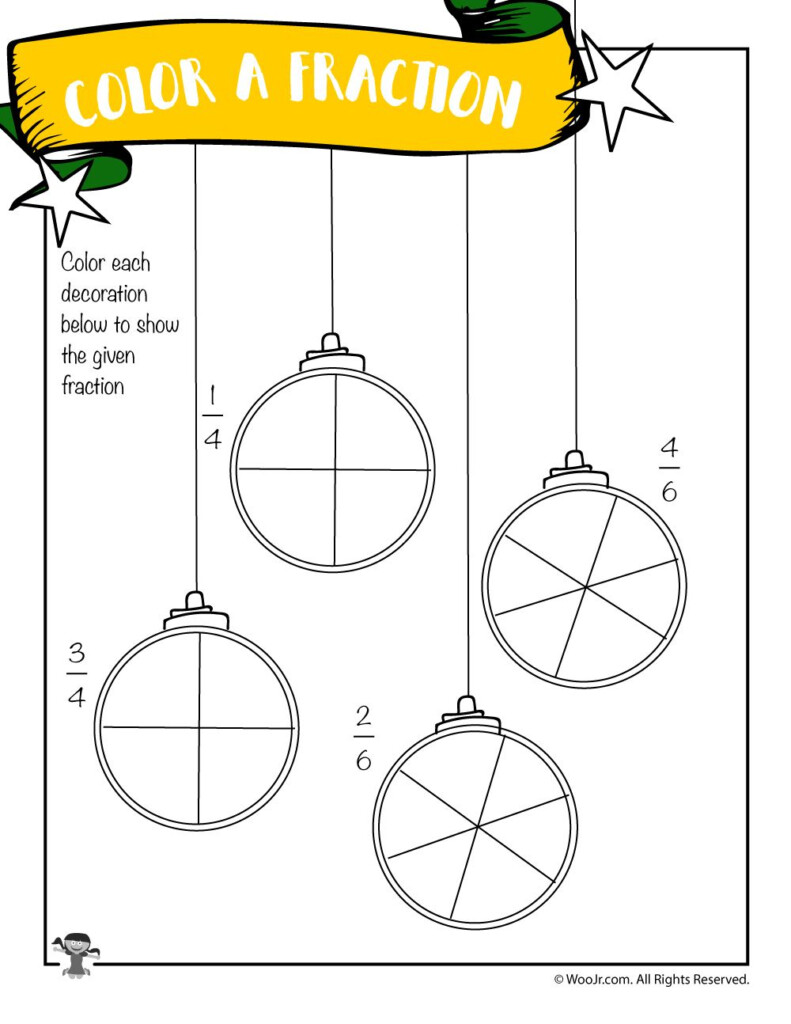 Color The Fraction Worksheet With Christmas Ornaments | Woo Color The Fraction Worksheet With Christmas Ornaments | Woo