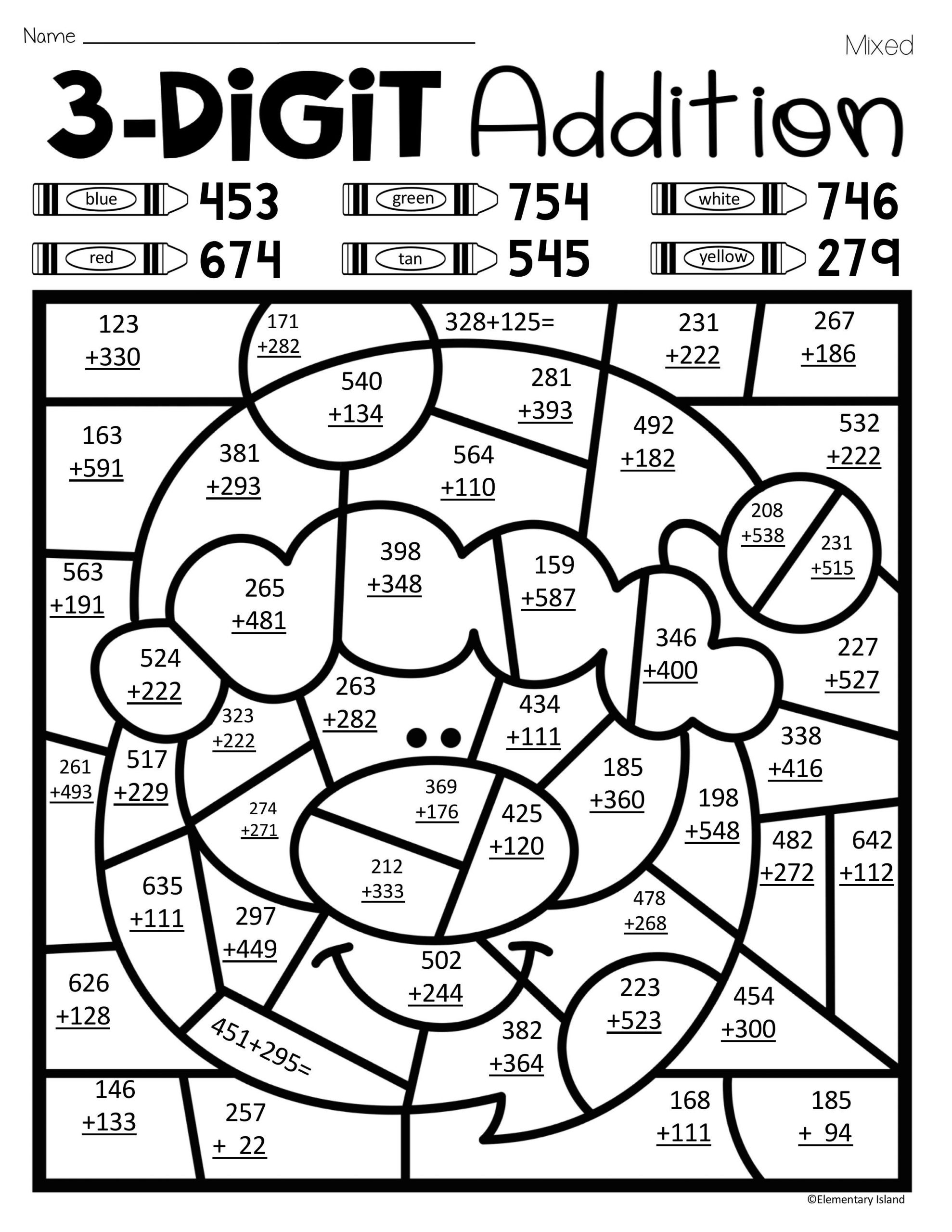 Color By Number Double Digit Multiplication Worksheets Christmas