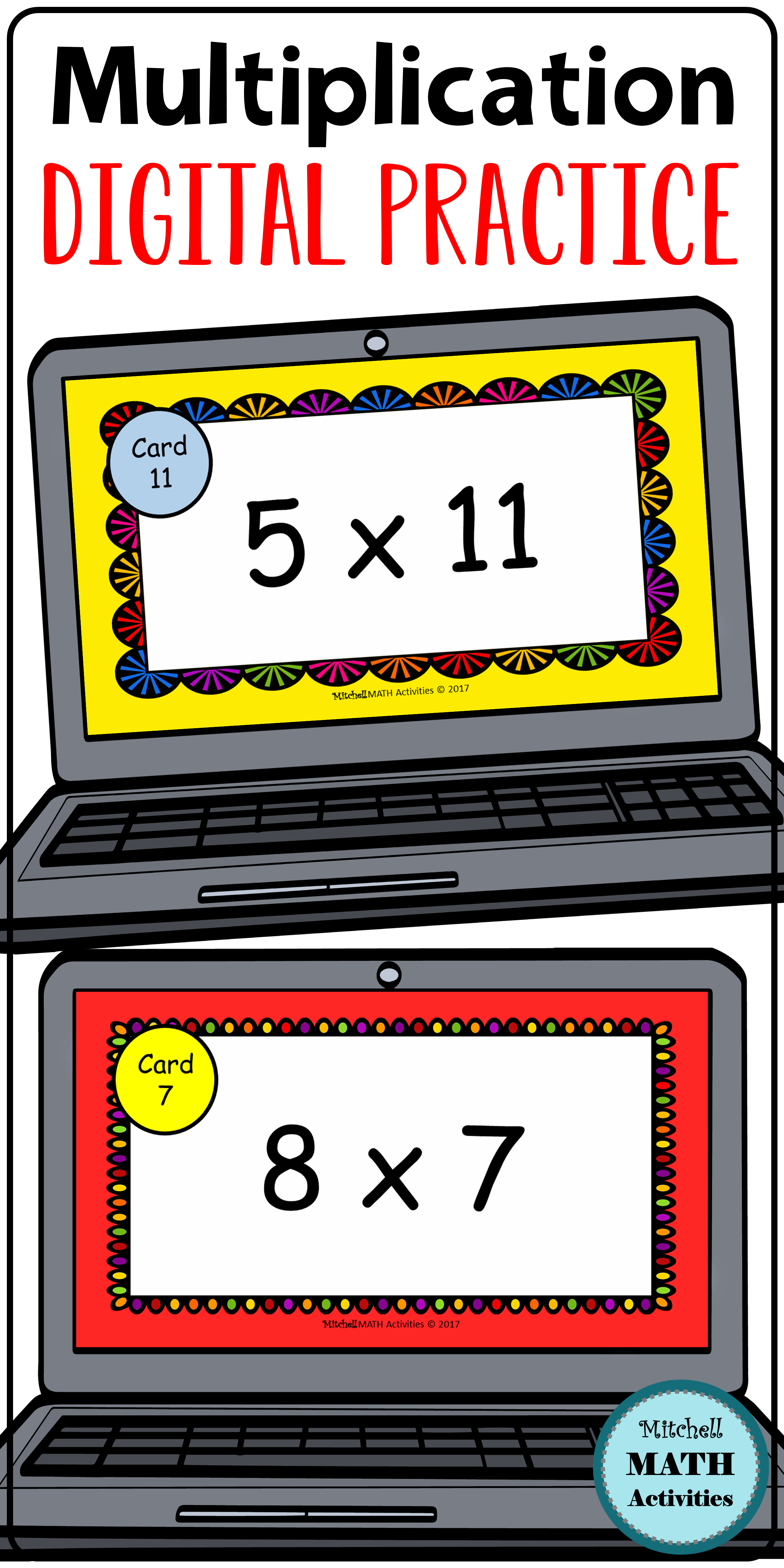 Digital Multiplication Flash Cards Bundle | Distance