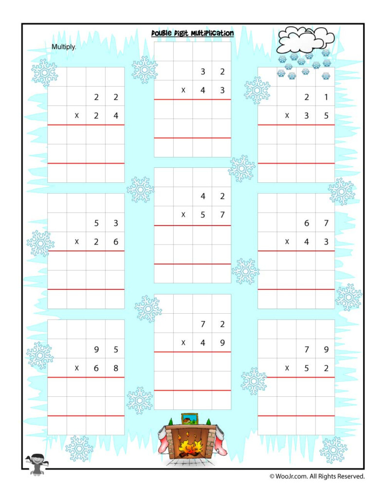 Double Digit Multiplication Christmas Worksheet | Woo! Jr Double Digit Multiplication Christmas Worksheet | Woo! Jr