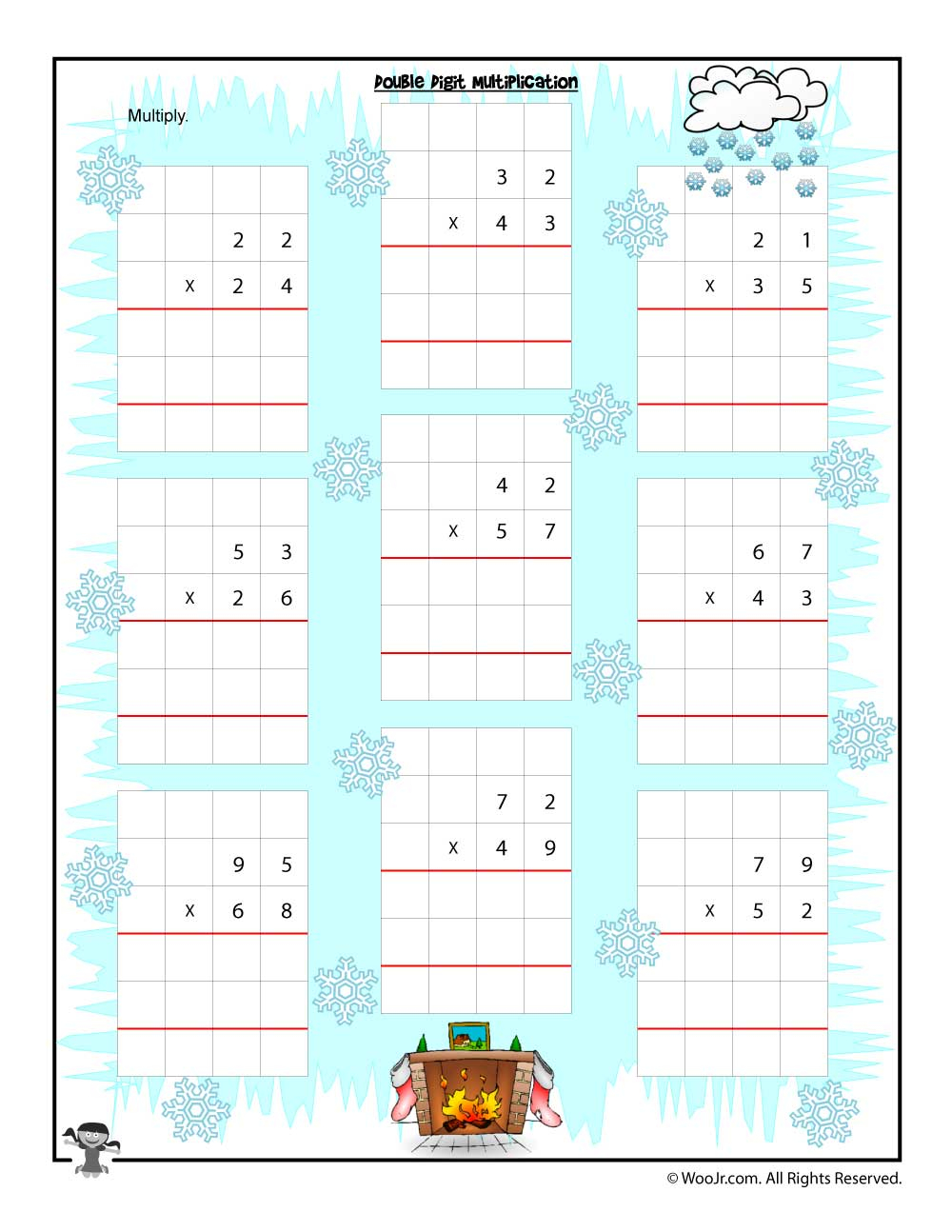 Double Digit Multiplication Christmas Worksheet | Woo! Jr