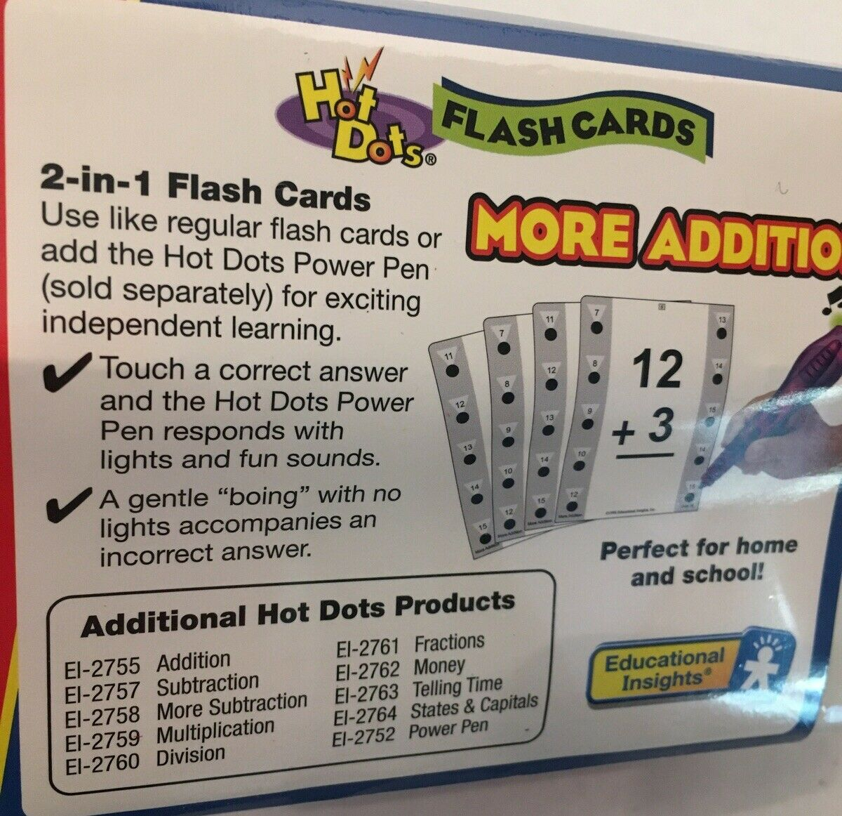 Educational Insights 2756 Hot Dots Math Flash Cards More Addition