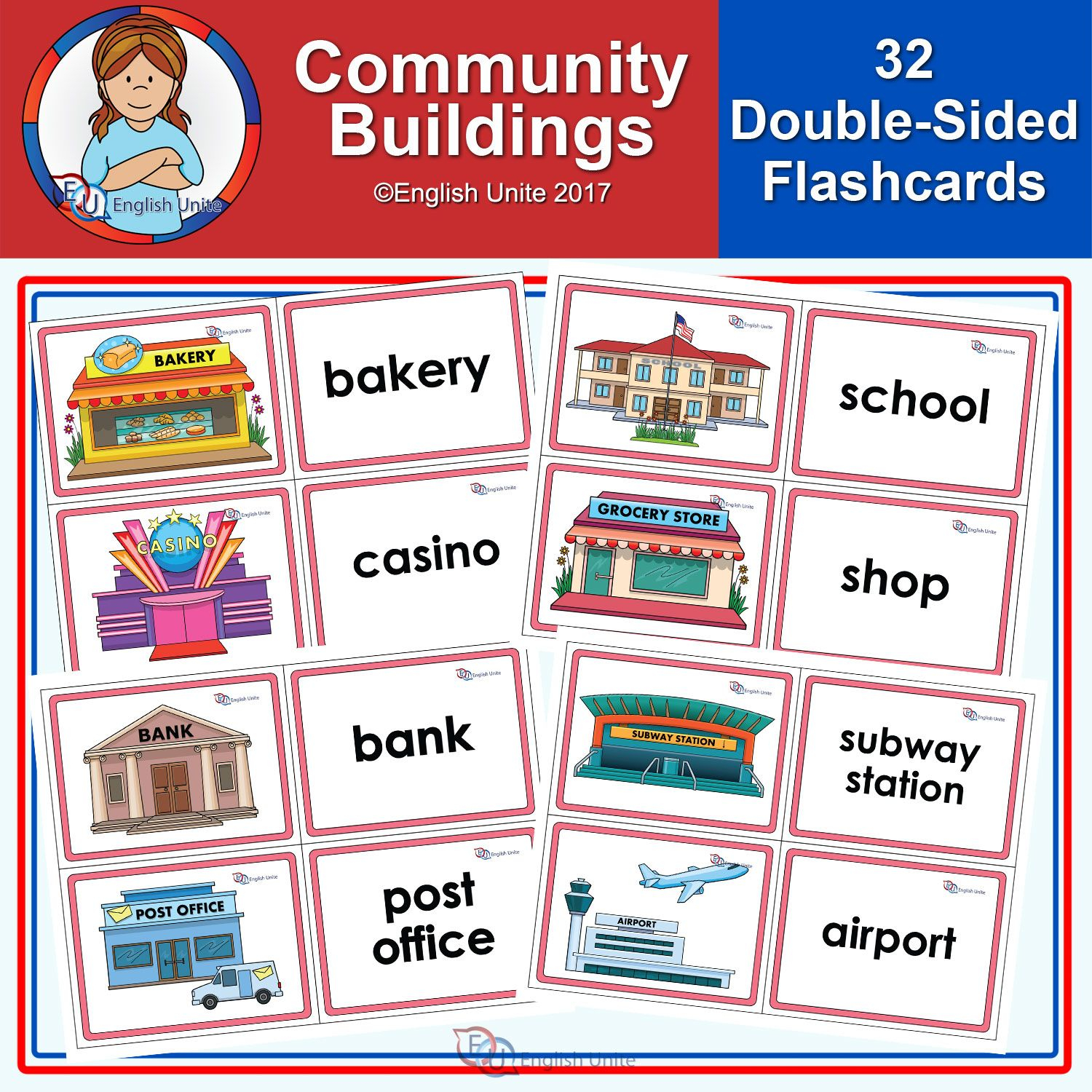 Flashcards - Community Buildings - English Unite