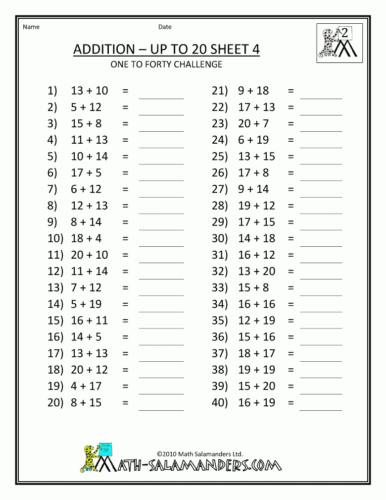 Free Addition Printable Worksheets | Free-Printable-Addition