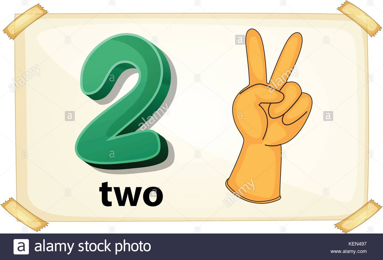 Illustration Of A Flashcard Number Two Stock Vector Image
