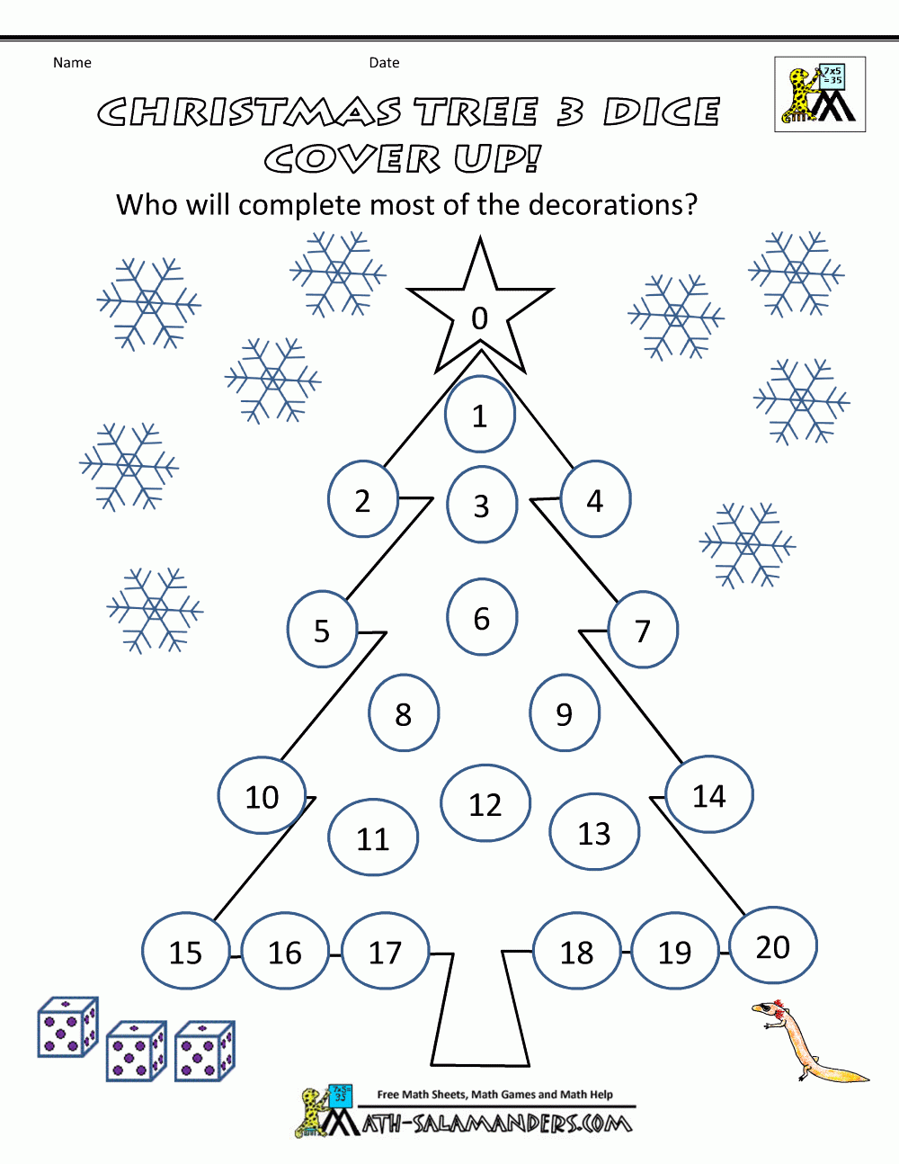 Free Printable Math Christmas Worksheets