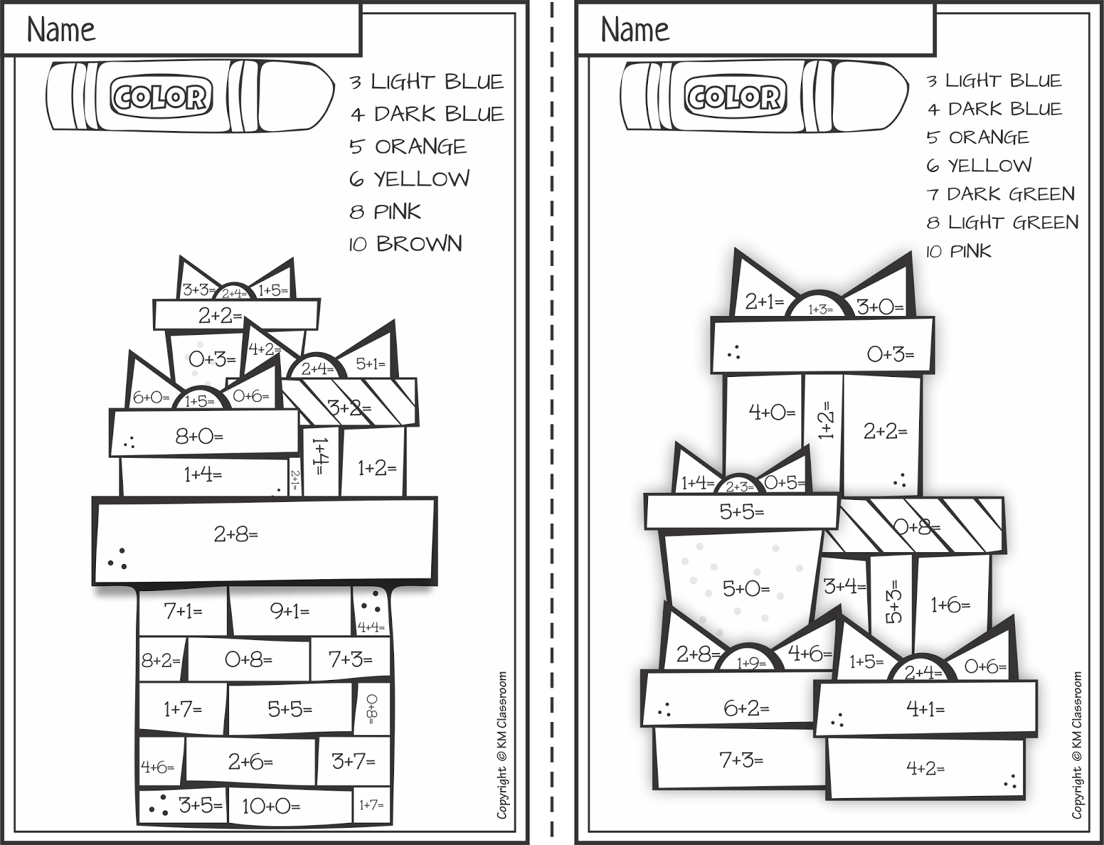 Math Worksheet : Free Christmas Colornumber Addition