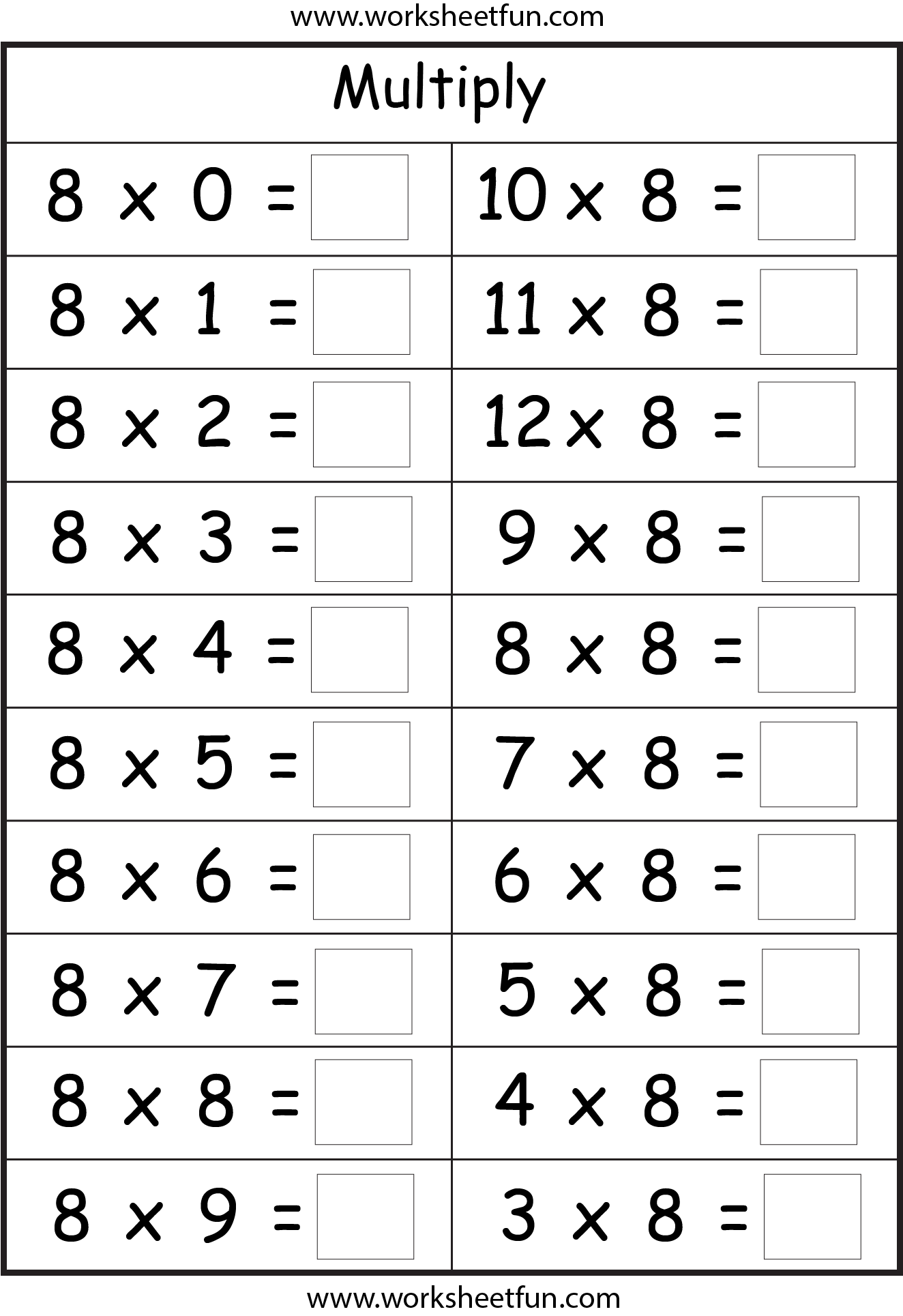 Multiplication Basic Facts – 2, 3, 4, 5, 6, 7, 8 &amp;amp; 9 Times