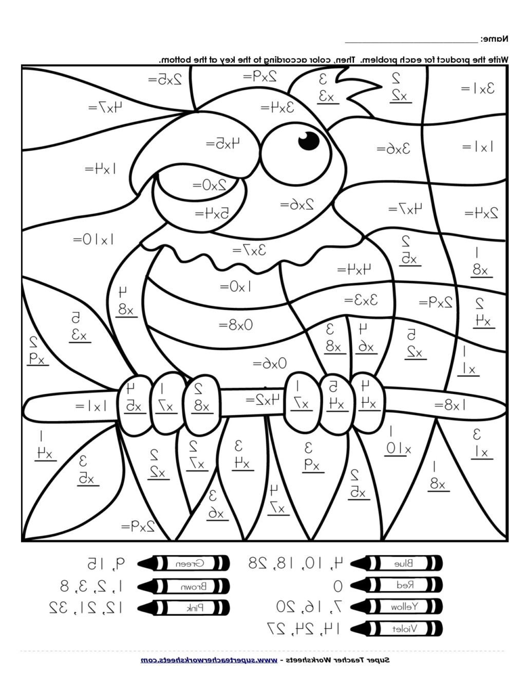 Multiplication Coloring Pages Spring Worksheets Color