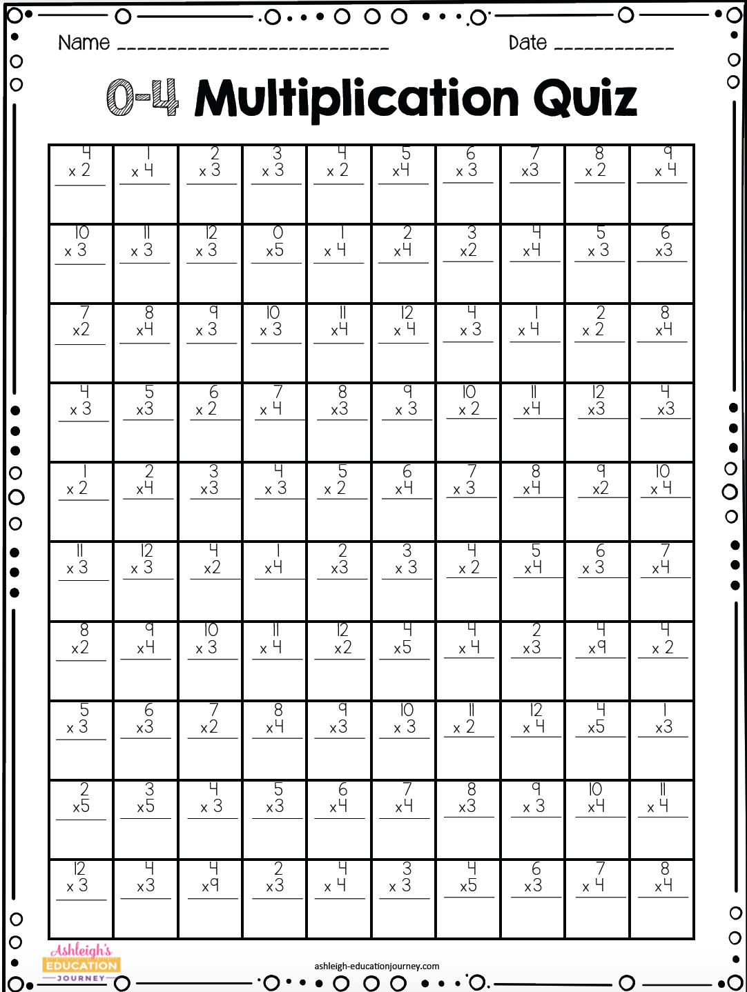 Multiplication Facts For Upper Elementary Students