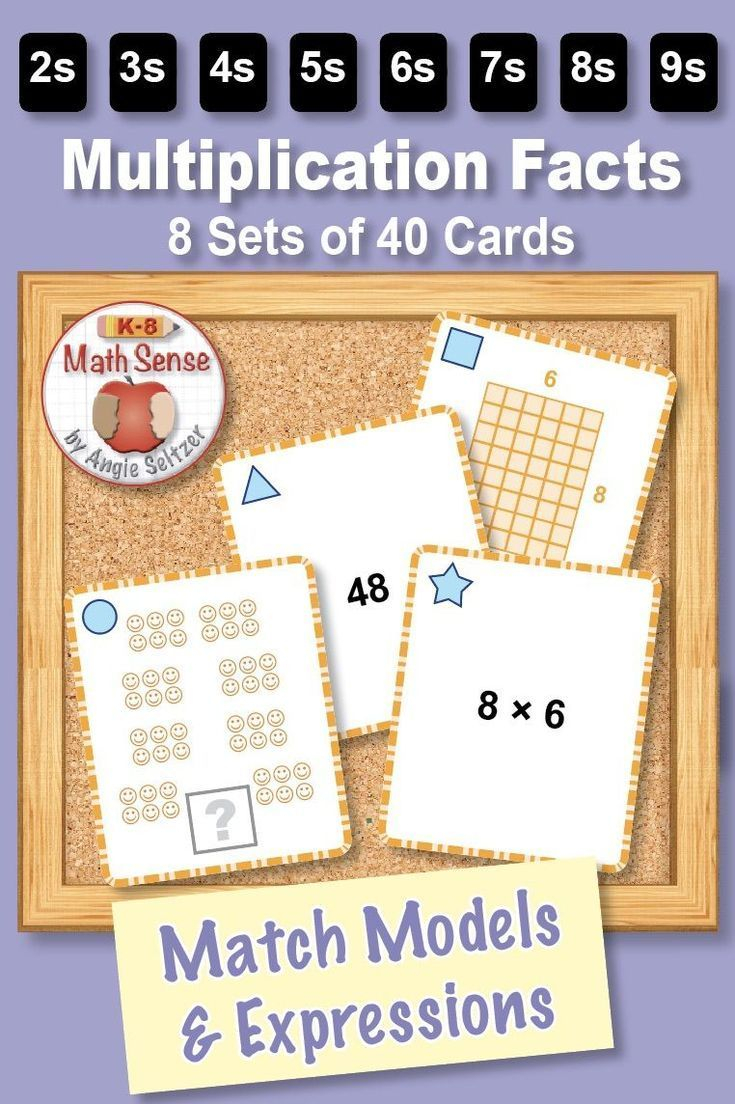Multiplication Facts With Models! Get 8 Different 40-Card