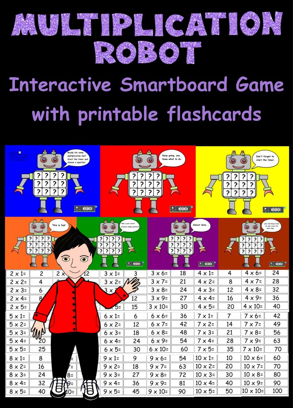 Multiplication Robot, Interactive Smartboard Game And