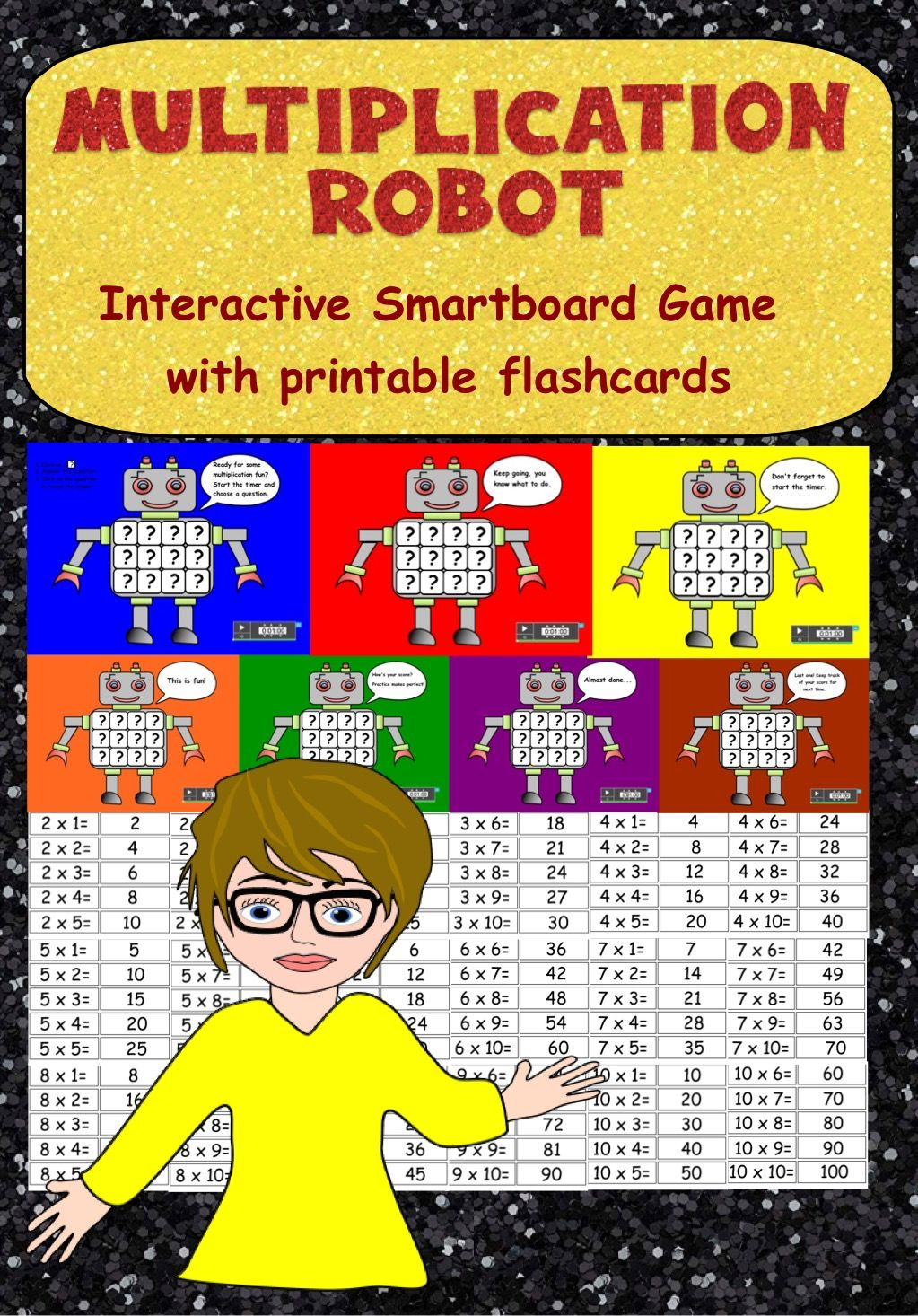 Multiplication Robot, Interactive Smartboard Game And