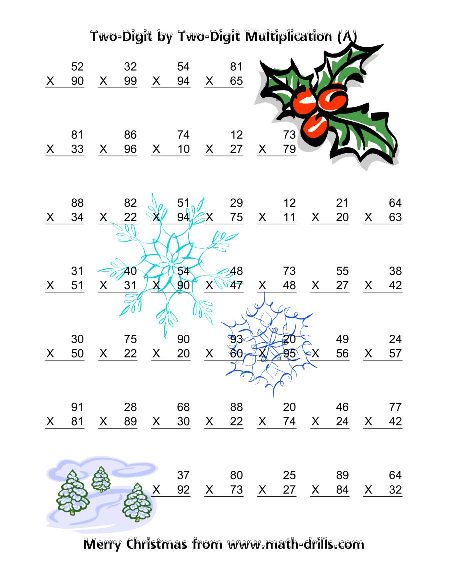 Multiplication Two-Digittwo-Digit (Vertical; 49 Per Page