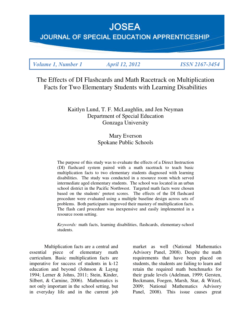 Pdf) The Effects Of Di Flashcards And Math Racetrack On