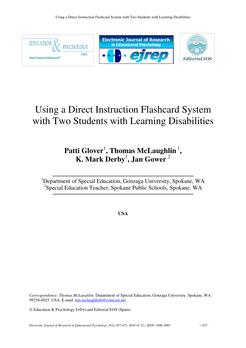 Pdf) Using A Direct Instruction Flashcard System With Two