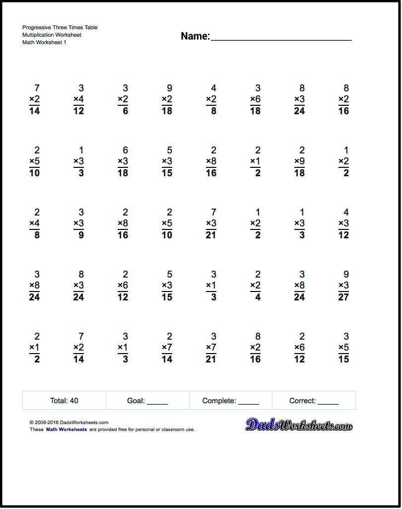 Progressive Multiplication Worksheets For Incrementally