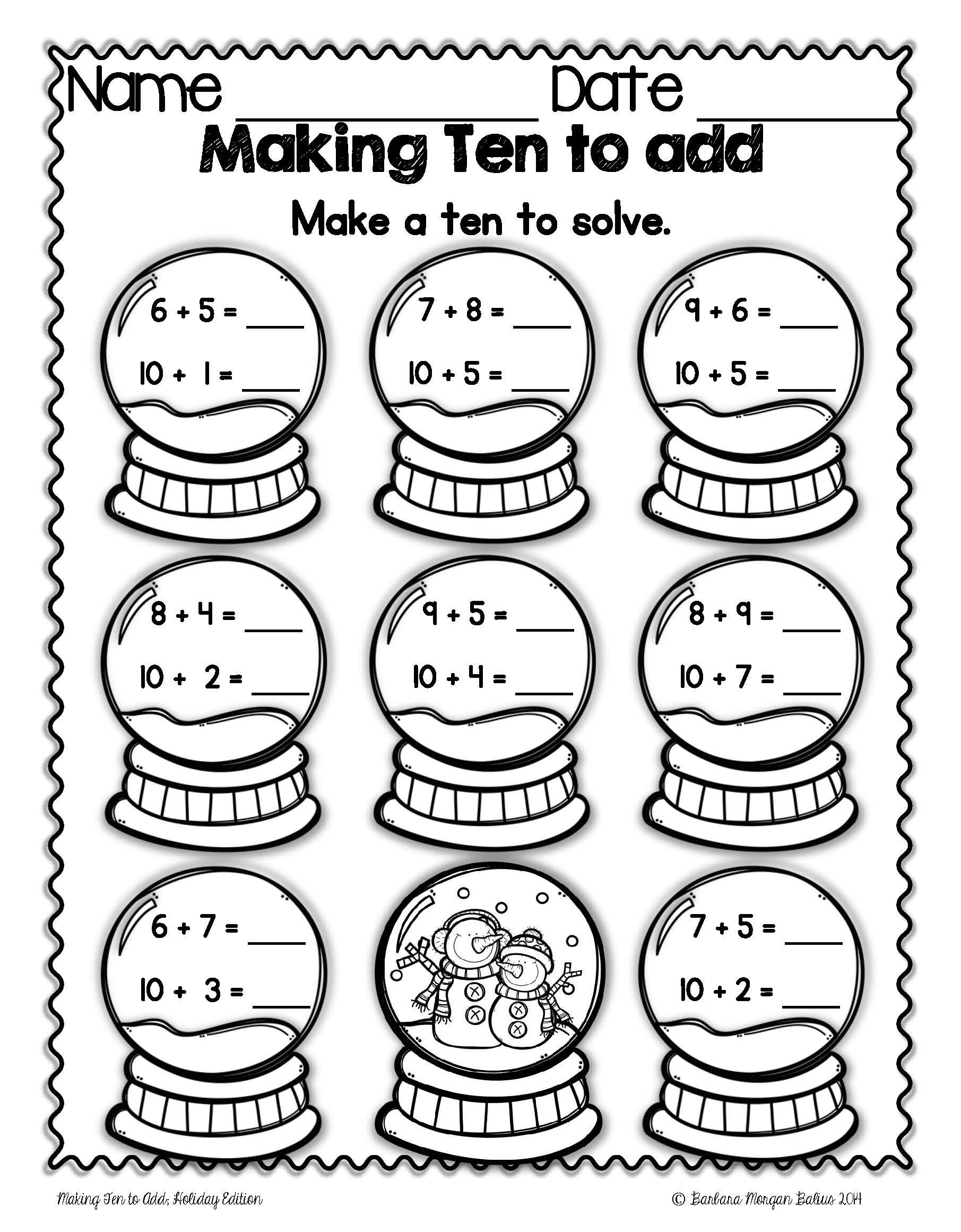 Students “Make Ten”Breaking Apart A Smaller Number And