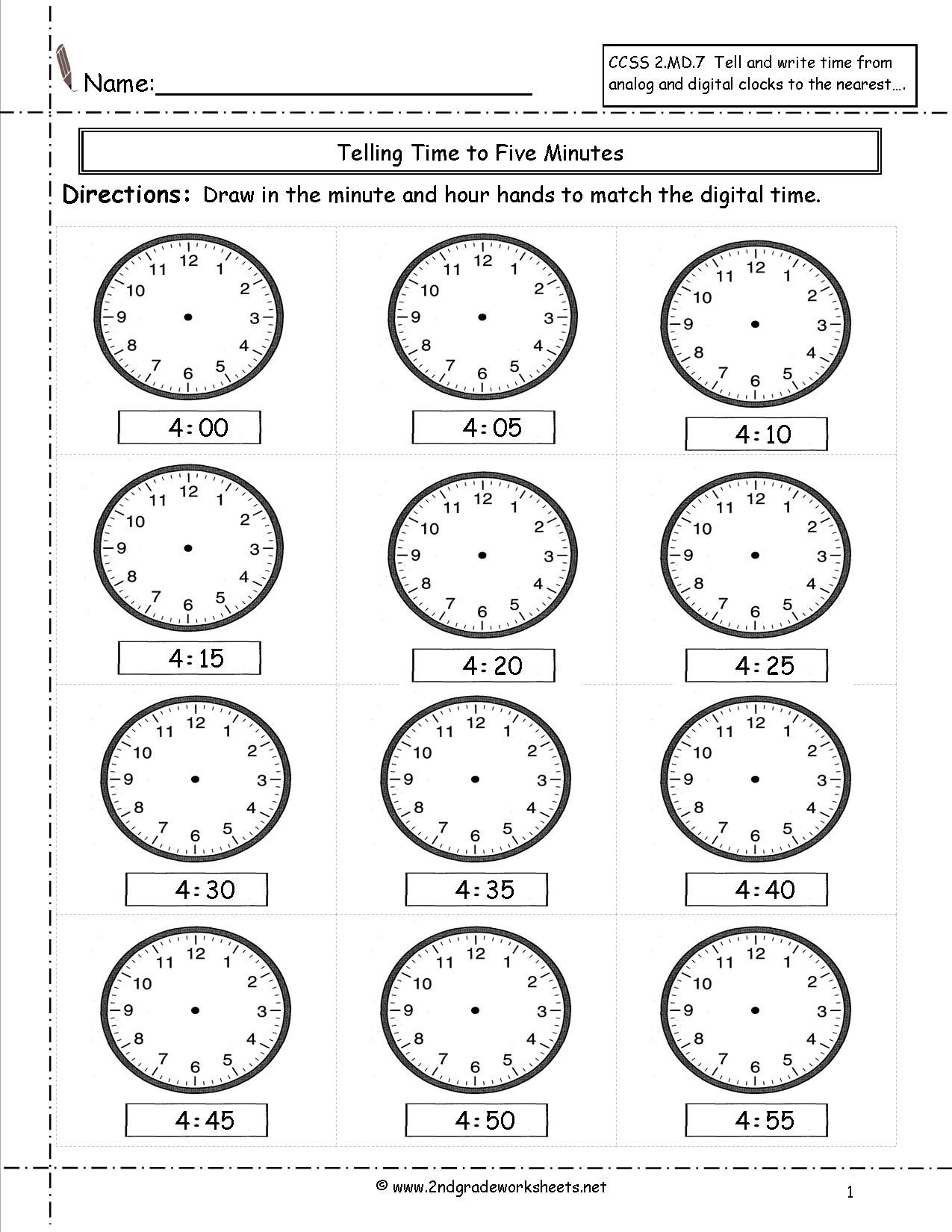 Telling Time Worksheets | Telling Time Worksheets, Time