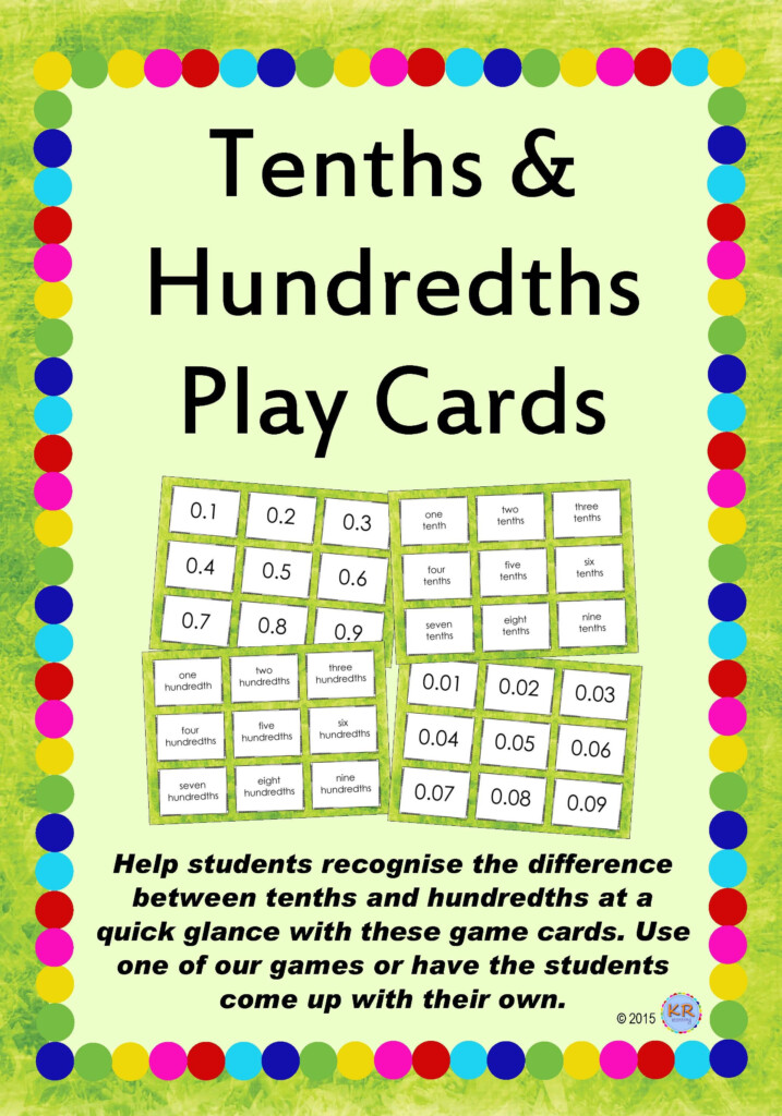 Tenths & Hundredths Game Playing/flash Cards – Free Maths Tenths & Hundredths Game Playing/flash Cards – Free Maths