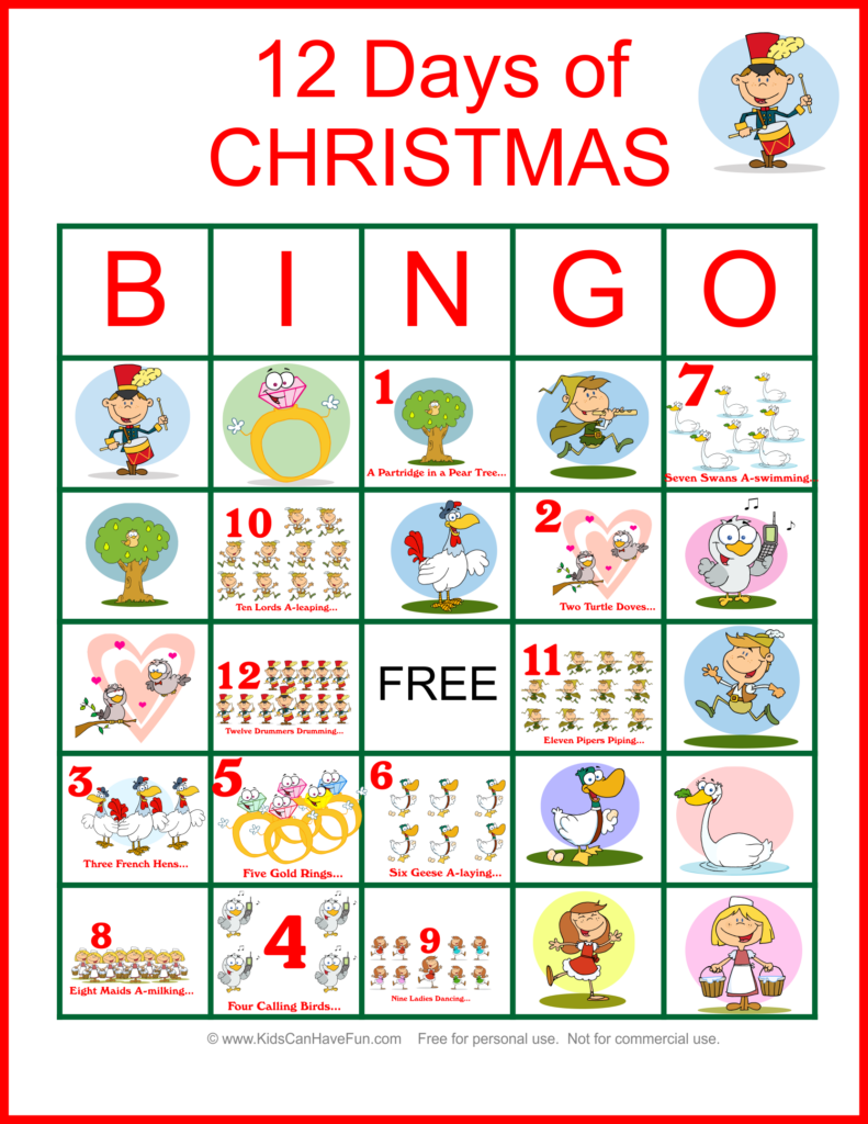 Twelve Days Of #christmas #bingo For The Whole Family Http Twelve Days Of #christmas #bingo For The Whole Family Http