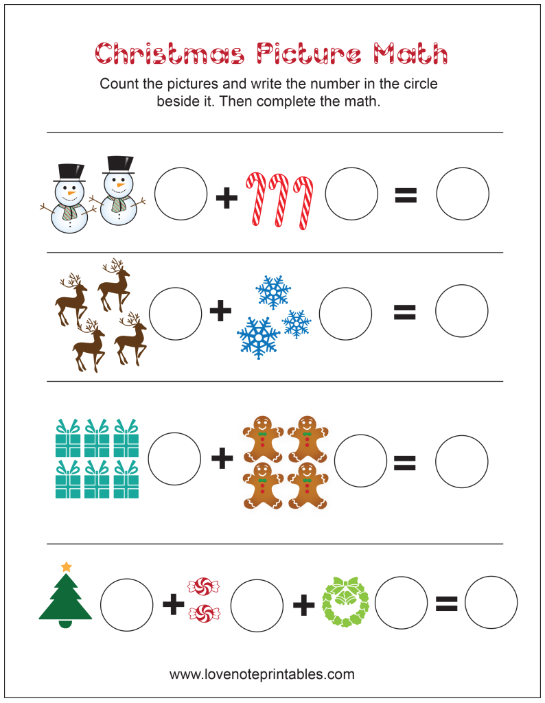 Worksheet ~ Free Christmas Themed Picture Math Worksheet