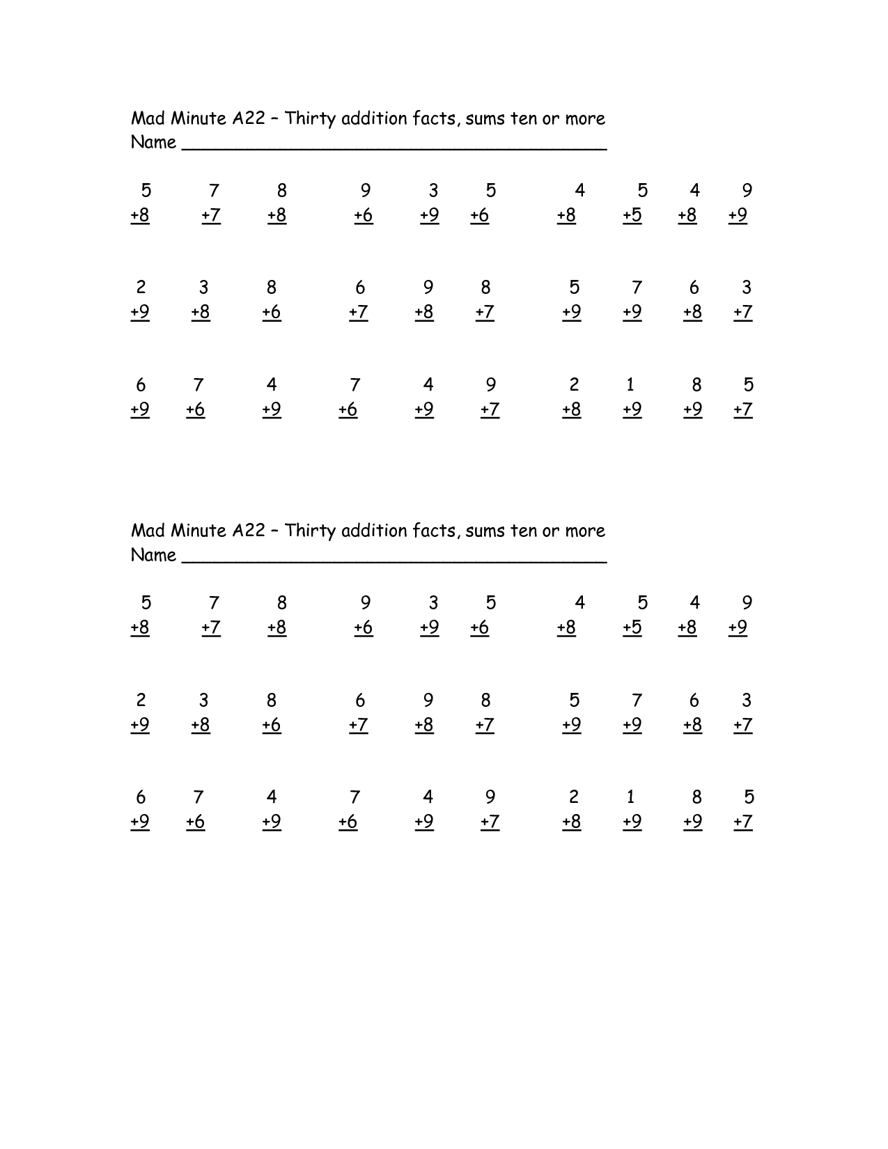 10 Best Images Of Mad Minute Math Multiplication 